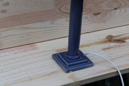 Lampe de table – Pied céramique bleu & abat-jour tartan