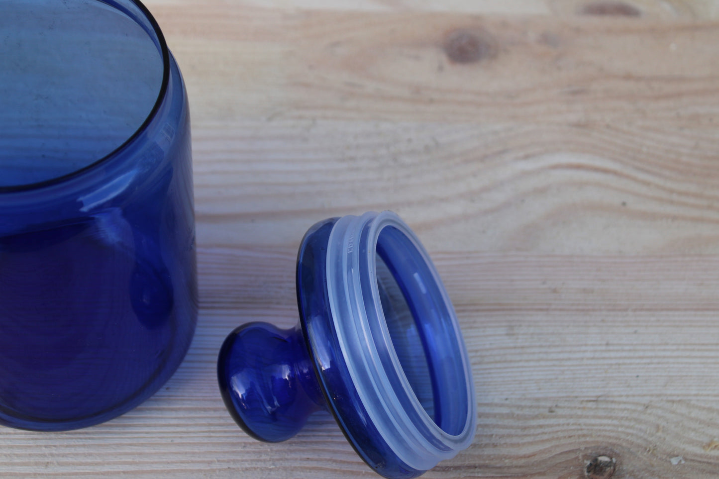Bocal hermétique en verre bleu cobalt – Made in France