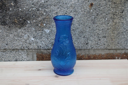 Vase vintage en verre bleu – Constantin – Made in Italy