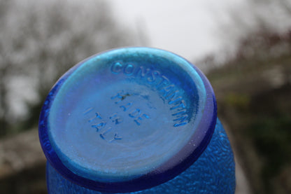 Vase vintage en verre bleu – Constantin – Made in Italy