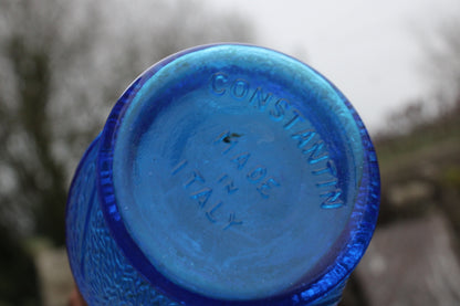 Vase vintage en verre bleu – Constantin – Made in Italy