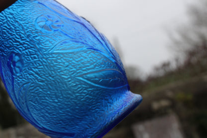 Vase vintage en verre bleu – Constantin – Made in Italy