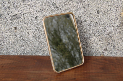 Petit miroir vintage à poser – cadre métal doré style barbier