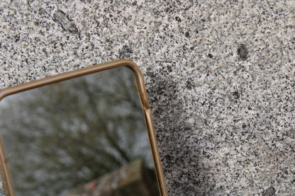 Petit miroir vintage à poser – cadre métal doré style barbier