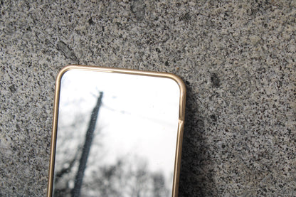 Petit miroir vintage à poser – cadre métal doré style barbier