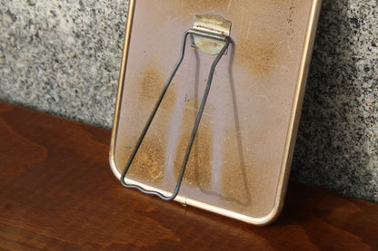 Petit miroir vintage à poser – cadre métal doré style barbier
