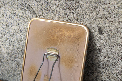 Petit miroir vintage à poser – cadre métal doré style barbier