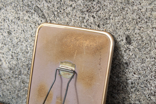 Petit miroir vintage à poser – cadre métal doré style barbier