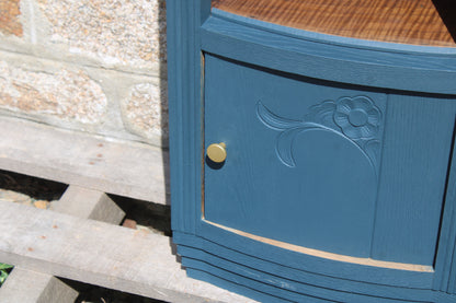 Chevet Art Déco rénové – Bleu des Vosges & plateau marbre - VENDU