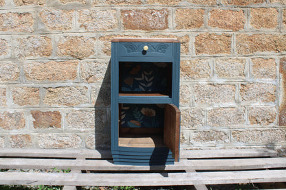 Chevet Art Déco rénové – Bleu des Vosges & plateau marbre - VENDU
