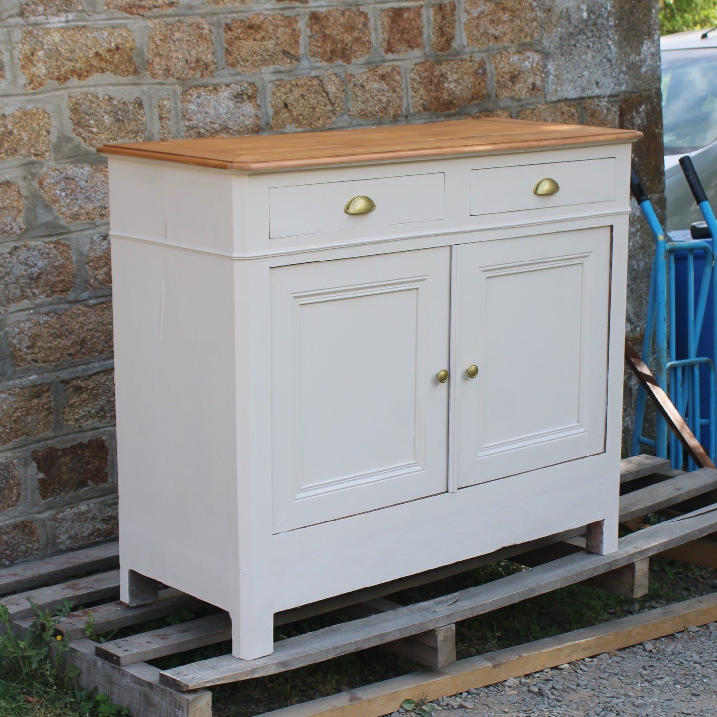 Buffet campagne ancien blanc cassé - Projet sur Mesure