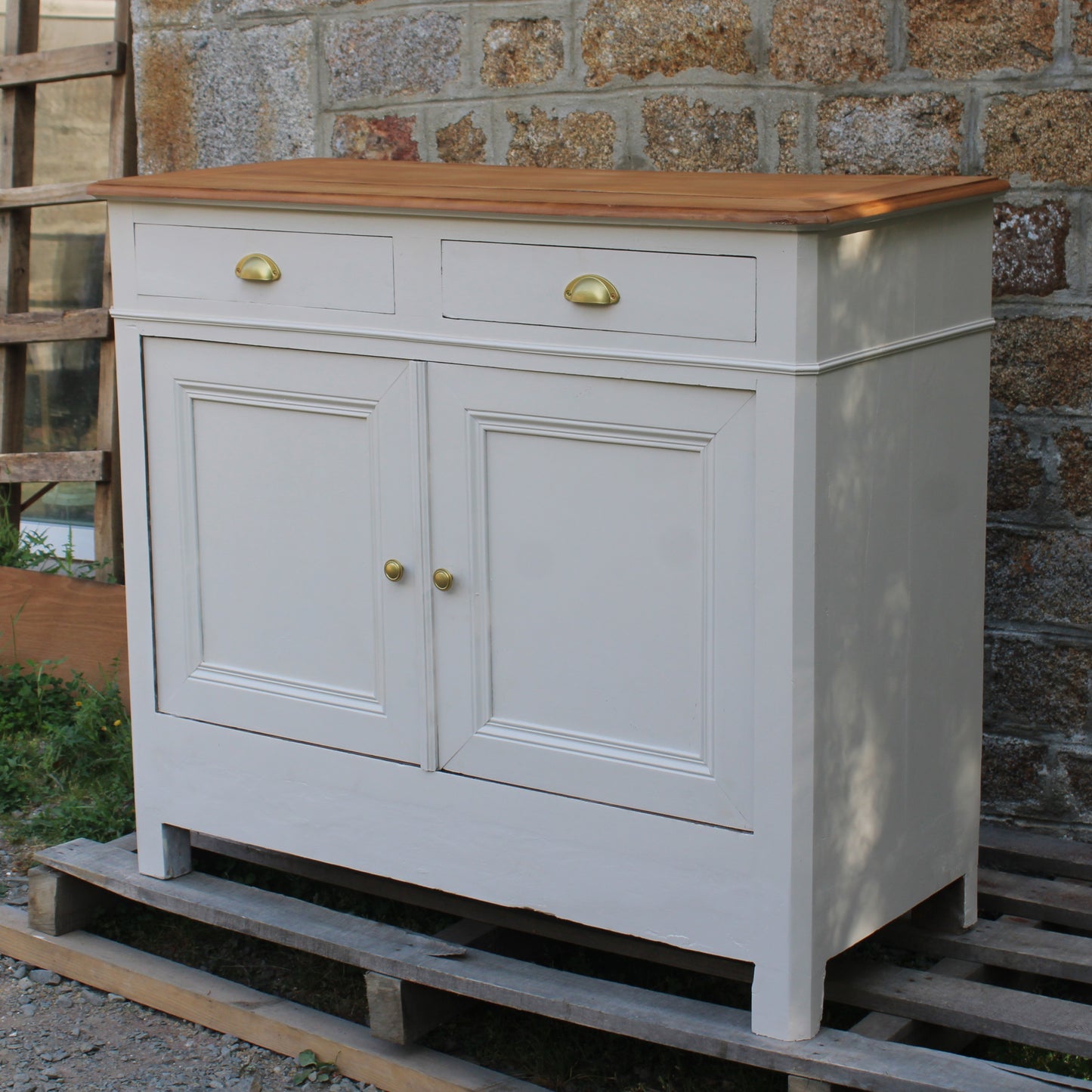 Buffet campagne ancien blanc cassé - Projet sur Mesure