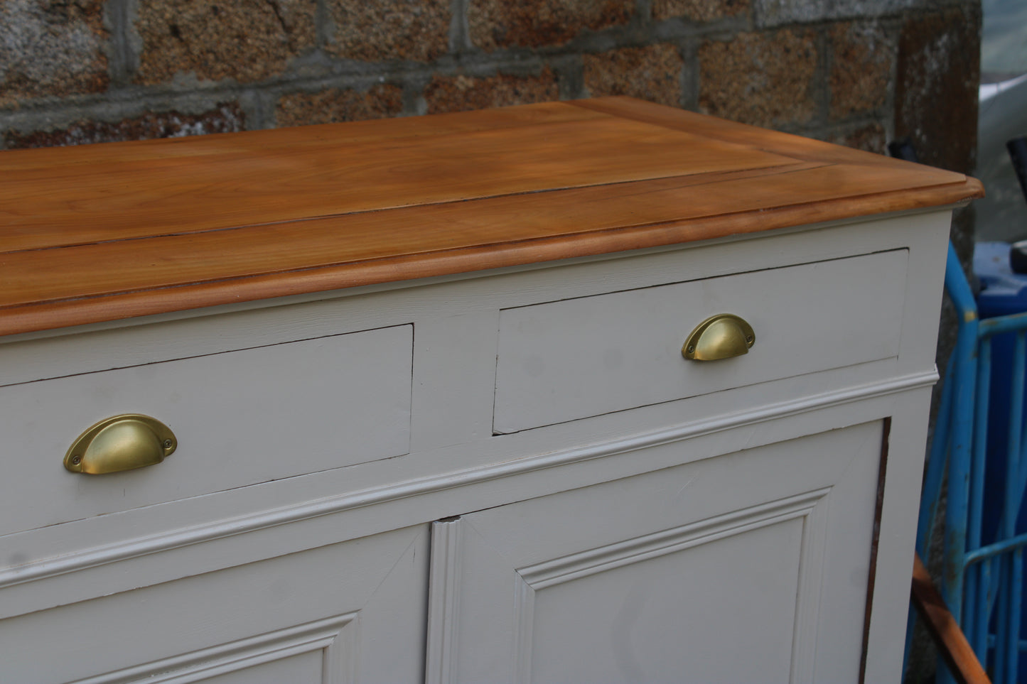 Buffet campagne ancien blanc cassé - Projet sur Mesure