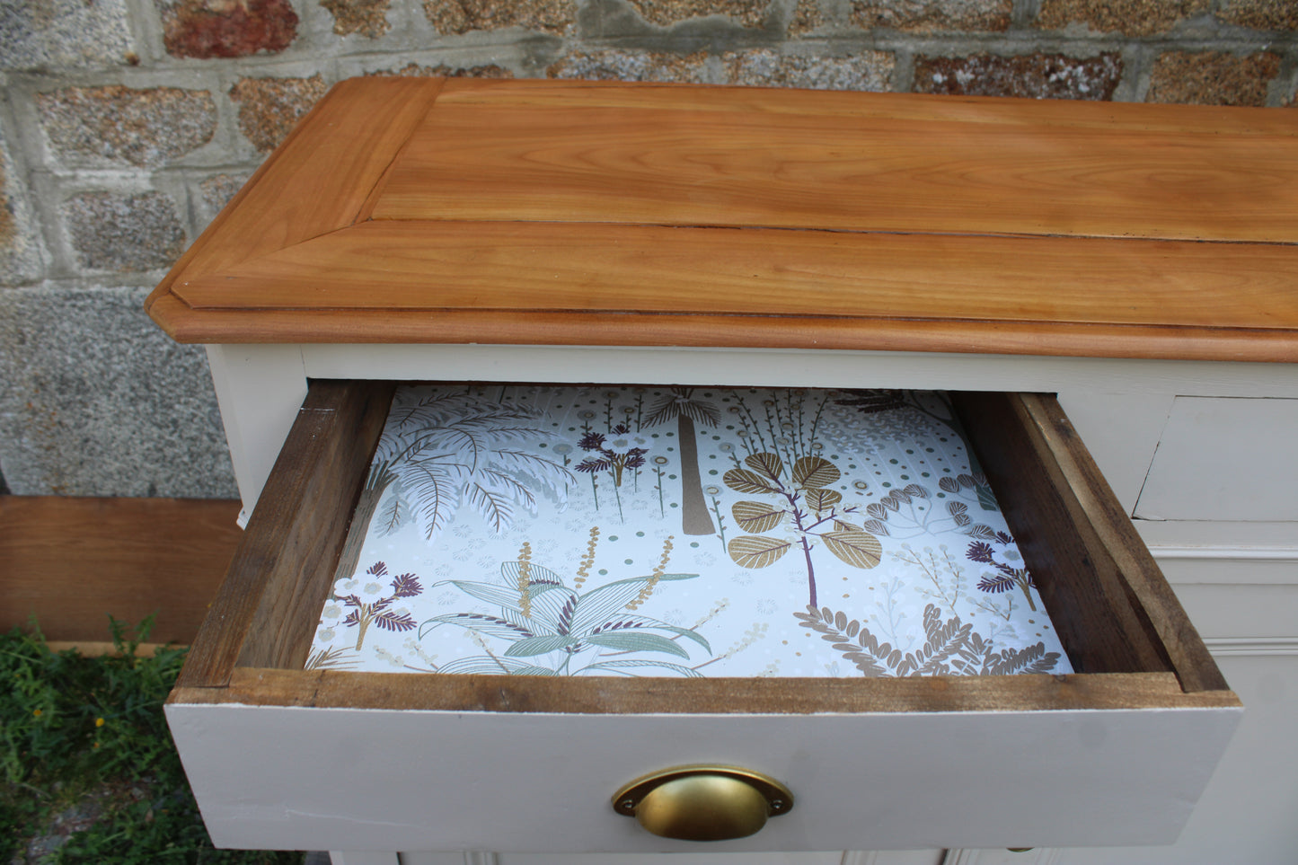 Buffet campagne ancien blanc cassé - Projet sur Mesure