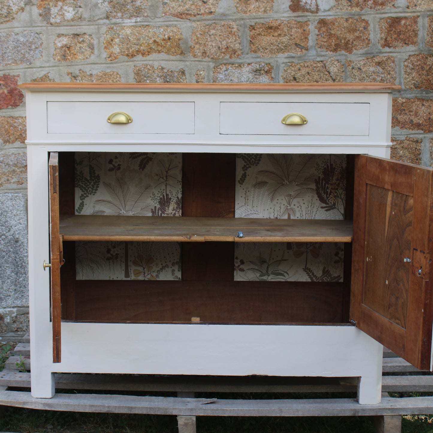 Buffet campagne ancien blanc cassé - Projet sur Mesure