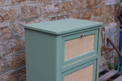 Confiturier ancien rénové vert sauge & cannage – esprit campagne chic - VENDU