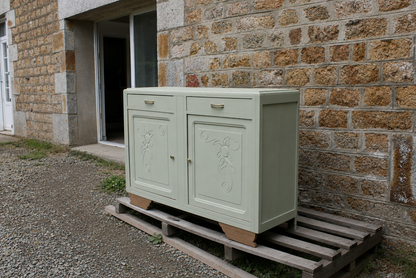 Buffet vintage Art Déco rénové • Vert Lézard Pure & Paint - VENDU