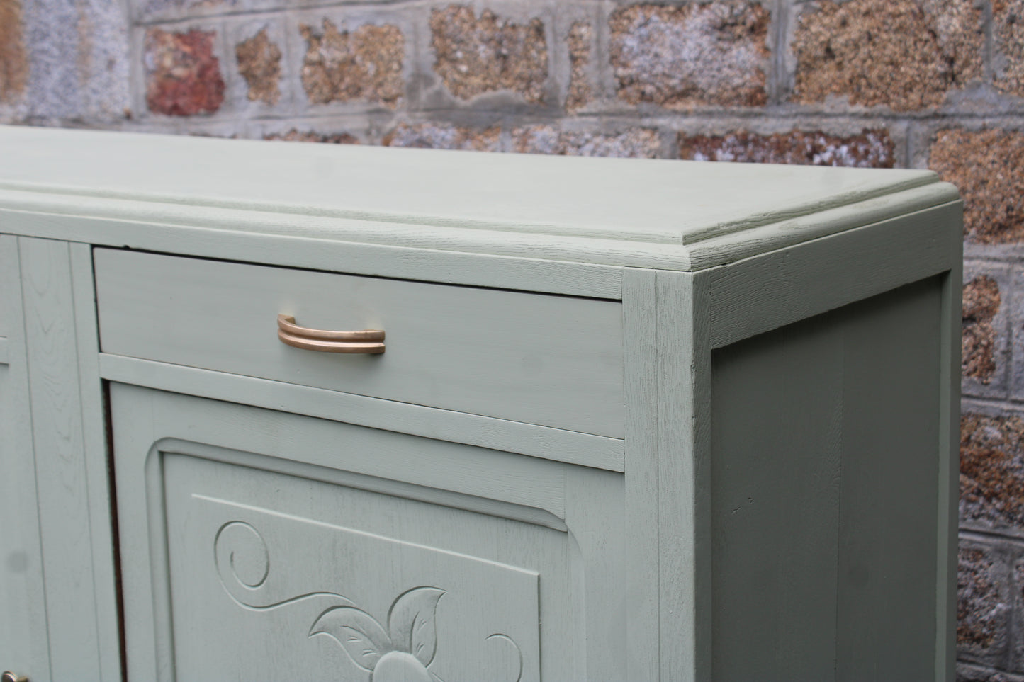 Buffet vintage Art Déco rénové • Vert Lézard Pure & Paint - VENDU