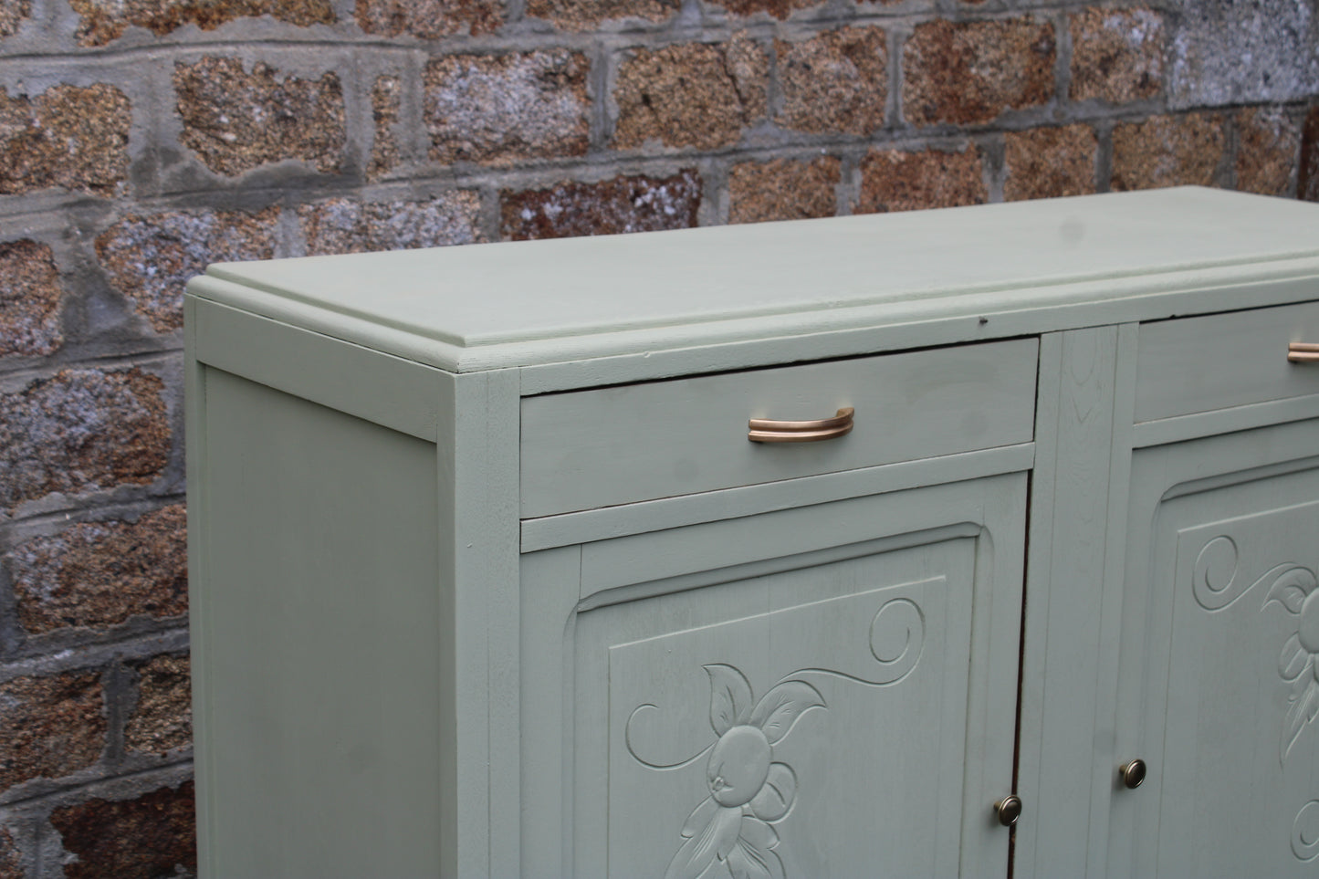 Buffet vintage Art Déco rénové • Vert Lézard Pure & Paint - VENDU