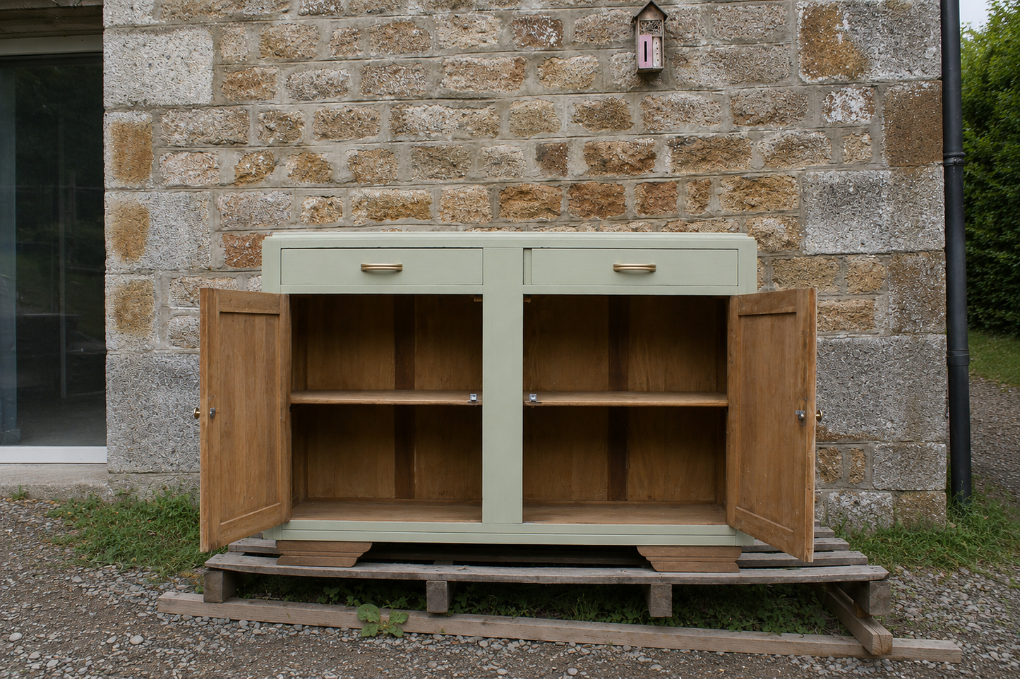 Buffet vintage Art Déco rénové • Vert Lézard Pure & Paint - VENDU