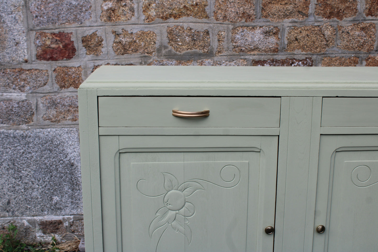 Buffet vintage Art Déco rénové • Vert Lézard Pure & Paint - VENDU