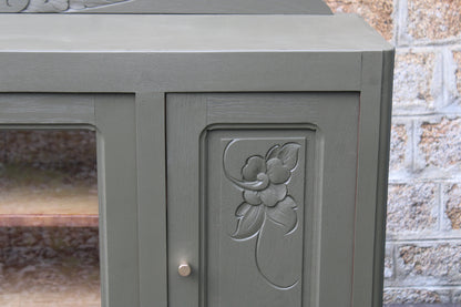 Buffet art déco vintage rénové kaki Barda – 141 cm