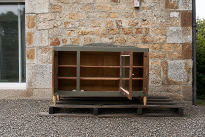 Buffet art déco vintage rénové kaki Barda – 141 cm