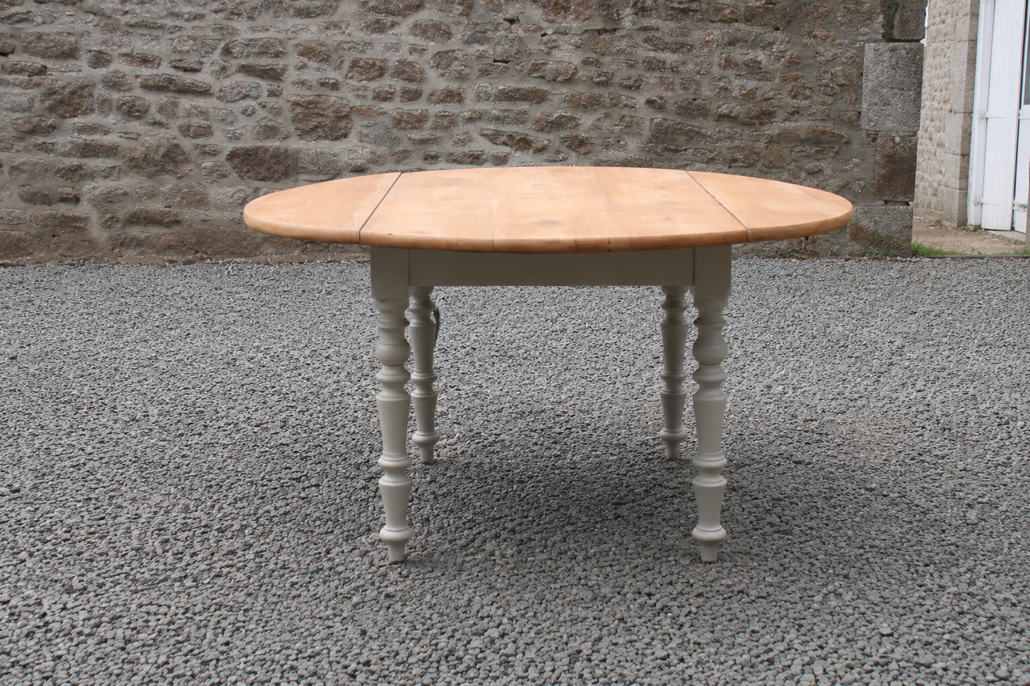 Table de ferme ronde à volets en bois massif – Ø 130 cm