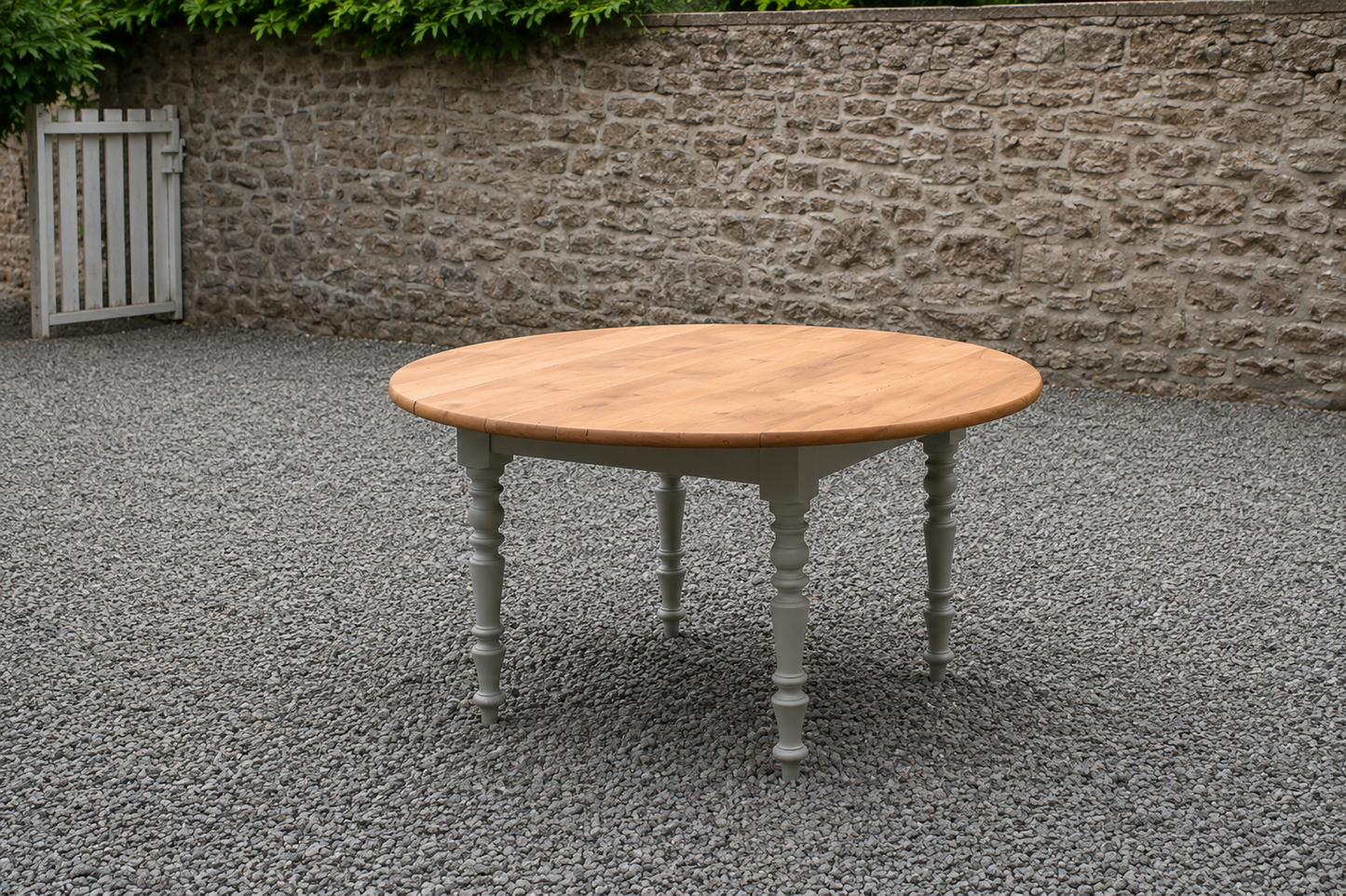 Table de ferme ronde à volets en bois massif – Ø 130 cm