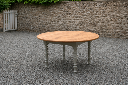 Table de ferme ronde à volets en bois massif – Ø 130 cm