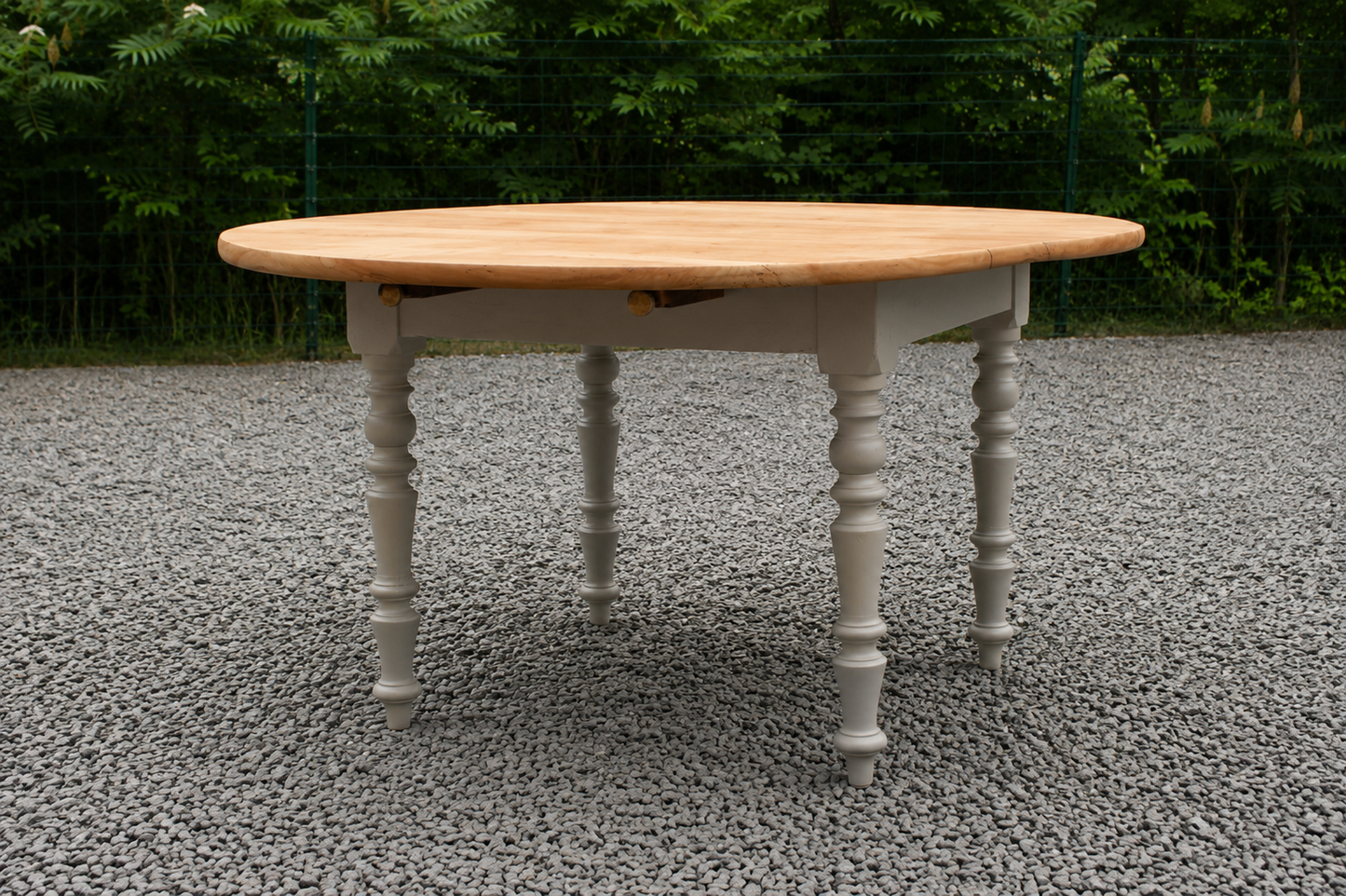 Table de ferme ronde à volets en bois massif – Ø 130 cm