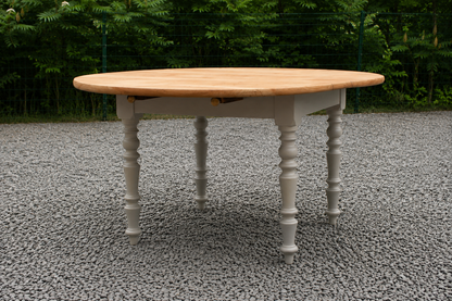 Table de ferme ronde à volets en bois massif – Ø 130 cm
