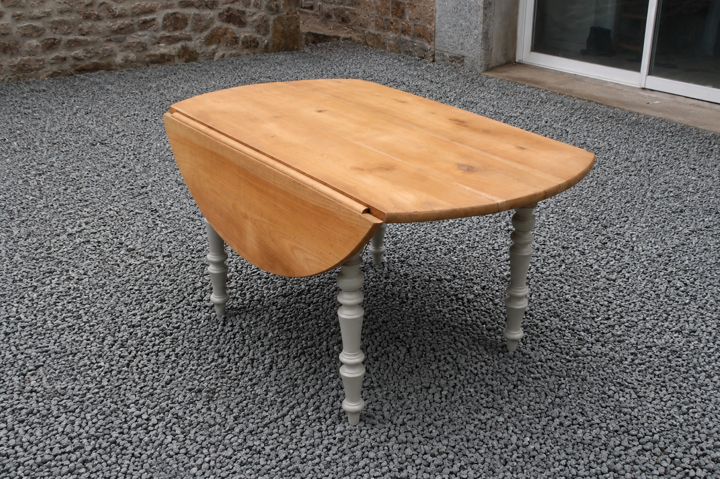 Table de ferme ronde à volets en bois massif – Ø 130 cm