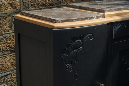 Buffet art déco 3 portes noir – Marbre d'origine - VENDU