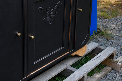 Buffet art déco 3 portes noir – Marbre d'origine - VENDU