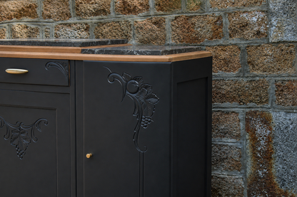 Buffet art déco 3 portes noir – Marbre d'origine - VENDU