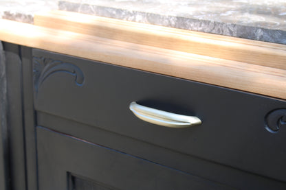 Buffet art déco 3 portes noir – Marbre d'origine - VENDU
