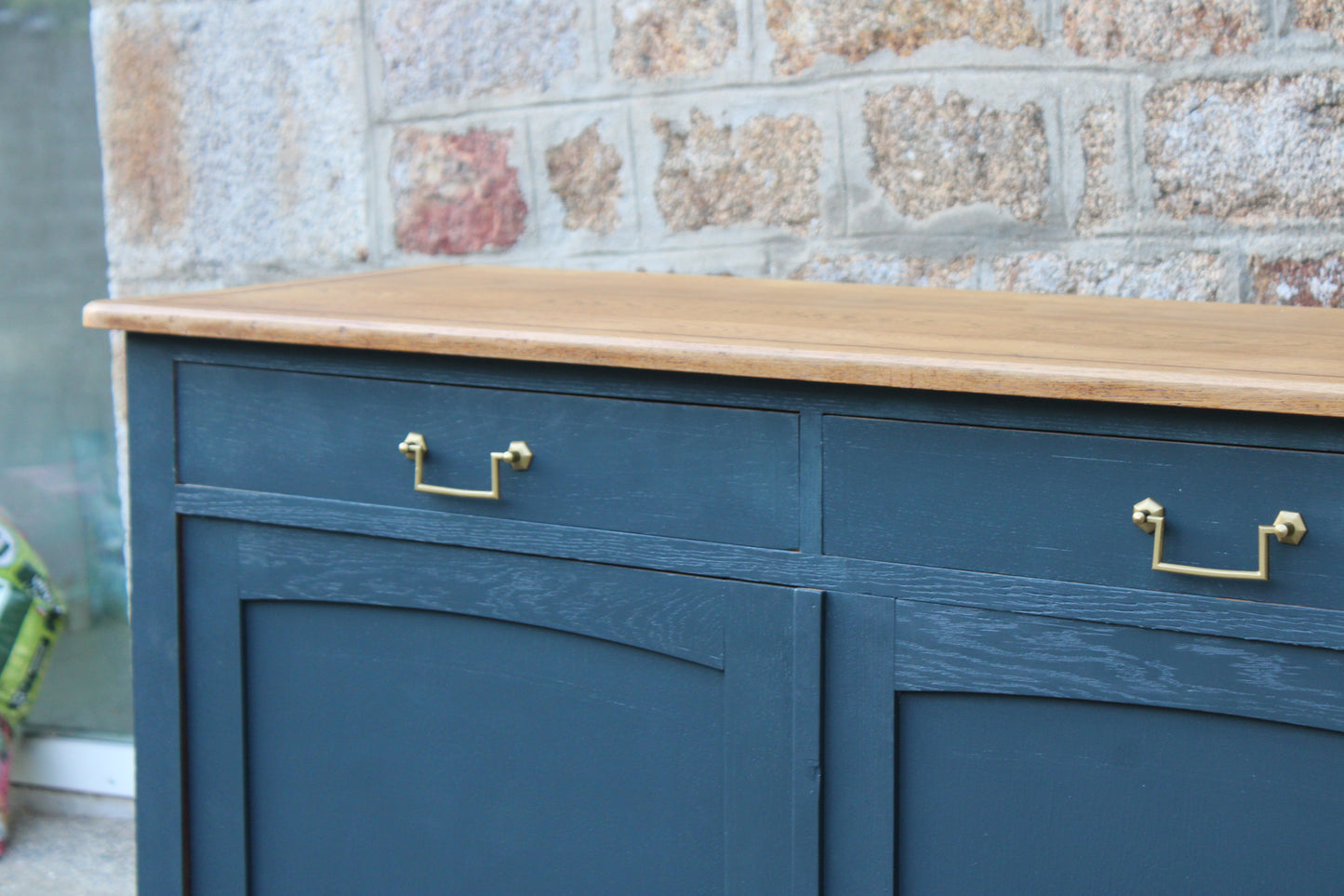 Buffet ancien type parisien rénové bleu & bois - VENDU