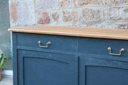 Buffet ancien type parisien rénové bleu & bois - VENDU