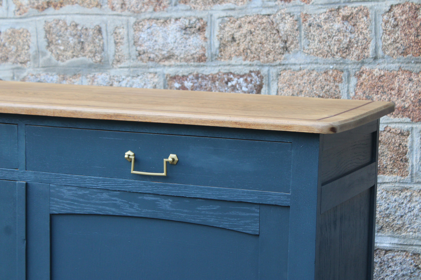 Buffet ancien type parisien rénové bleu & bois - VENDU