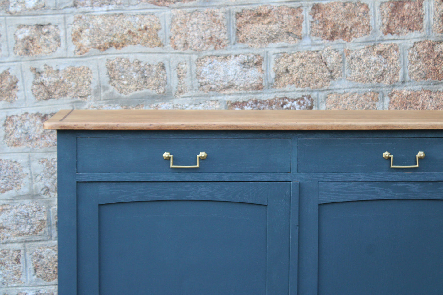 Buffet ancien type parisien rénové bleu & bois - VENDU