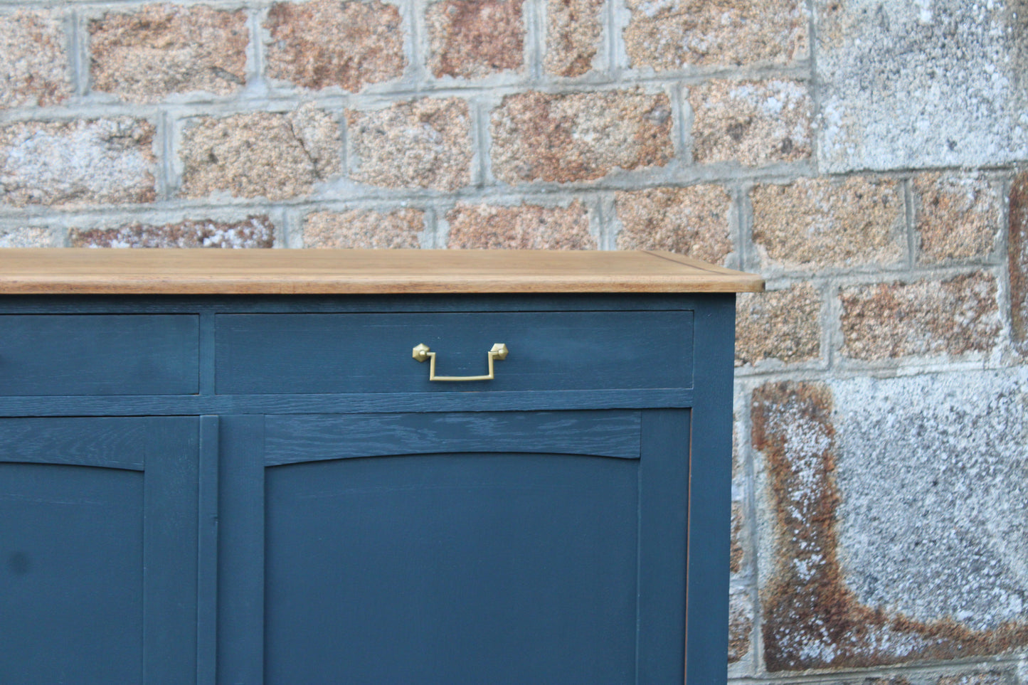 Buffet ancien type parisien rénové bleu & bois - VENDU