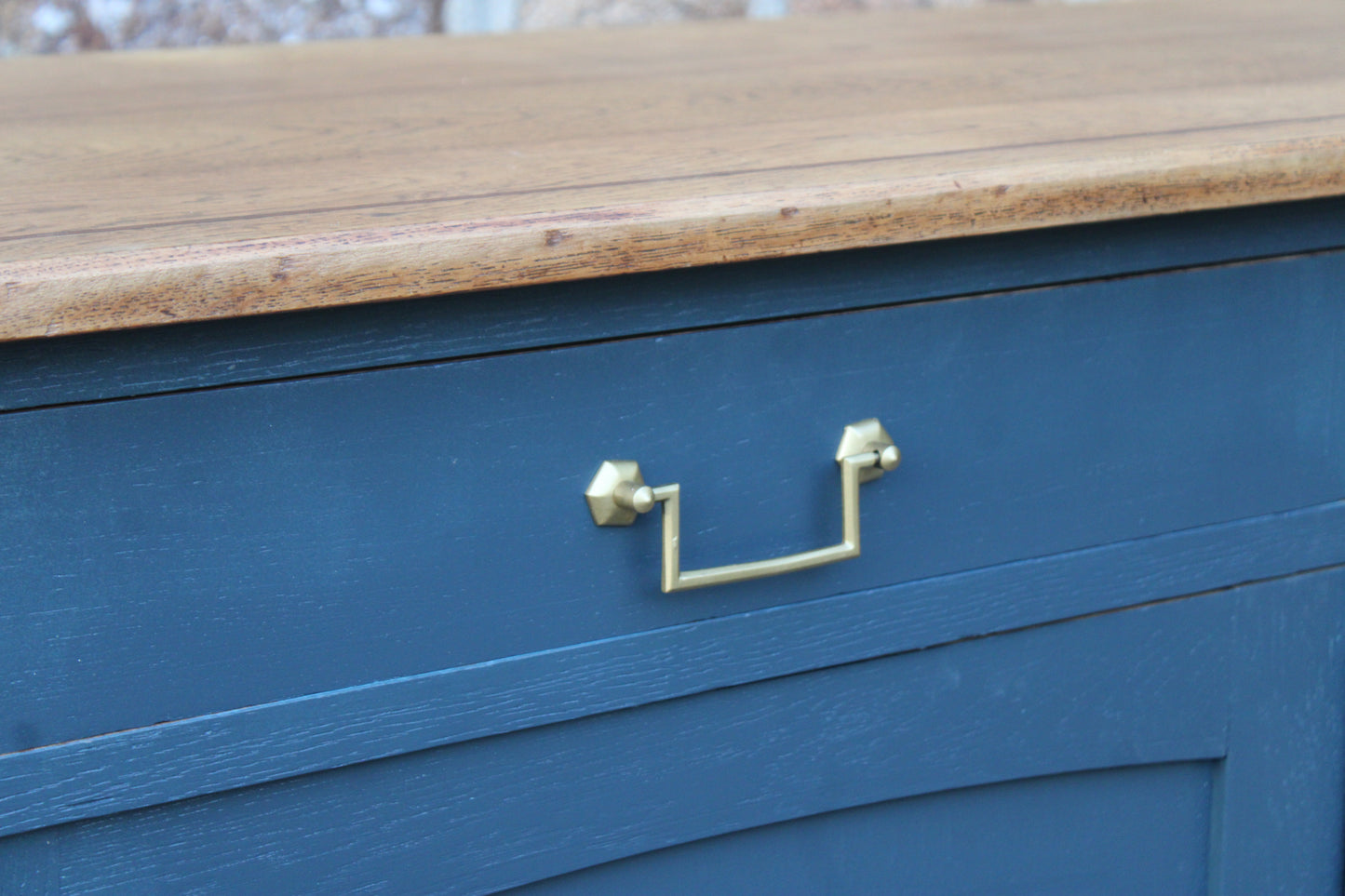 Buffet ancien type parisien rénové bleu & bois - VENDU