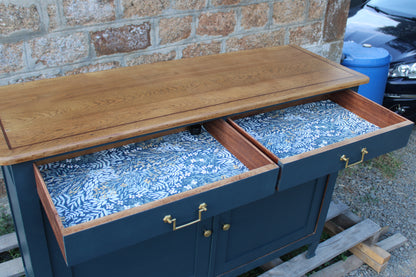 Buffet ancien type parisien rénové bleu & bois - VENDU