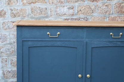 Buffet ancien type parisien rénové bleu & bois - VENDU