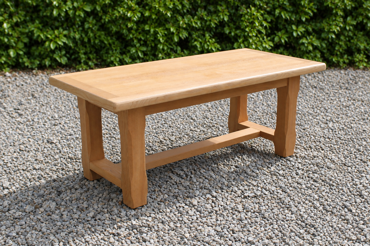Table basse vintage en chêne style table de ferme – bois naturel – VENDU