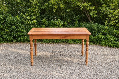Table de ferme ancienne en bois – pieds tournés, tiroir et rallonge d’appoint - VENDU
