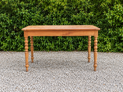 Table de ferme ancienne en bois – pieds tournés, tiroir et rallonge d’appoint - VENDU