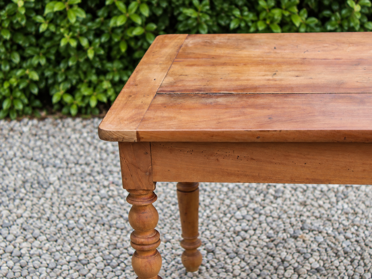 Table de ferme ancienne en bois – pieds tournés, tiroir et rallonge d’appoint - VENDU