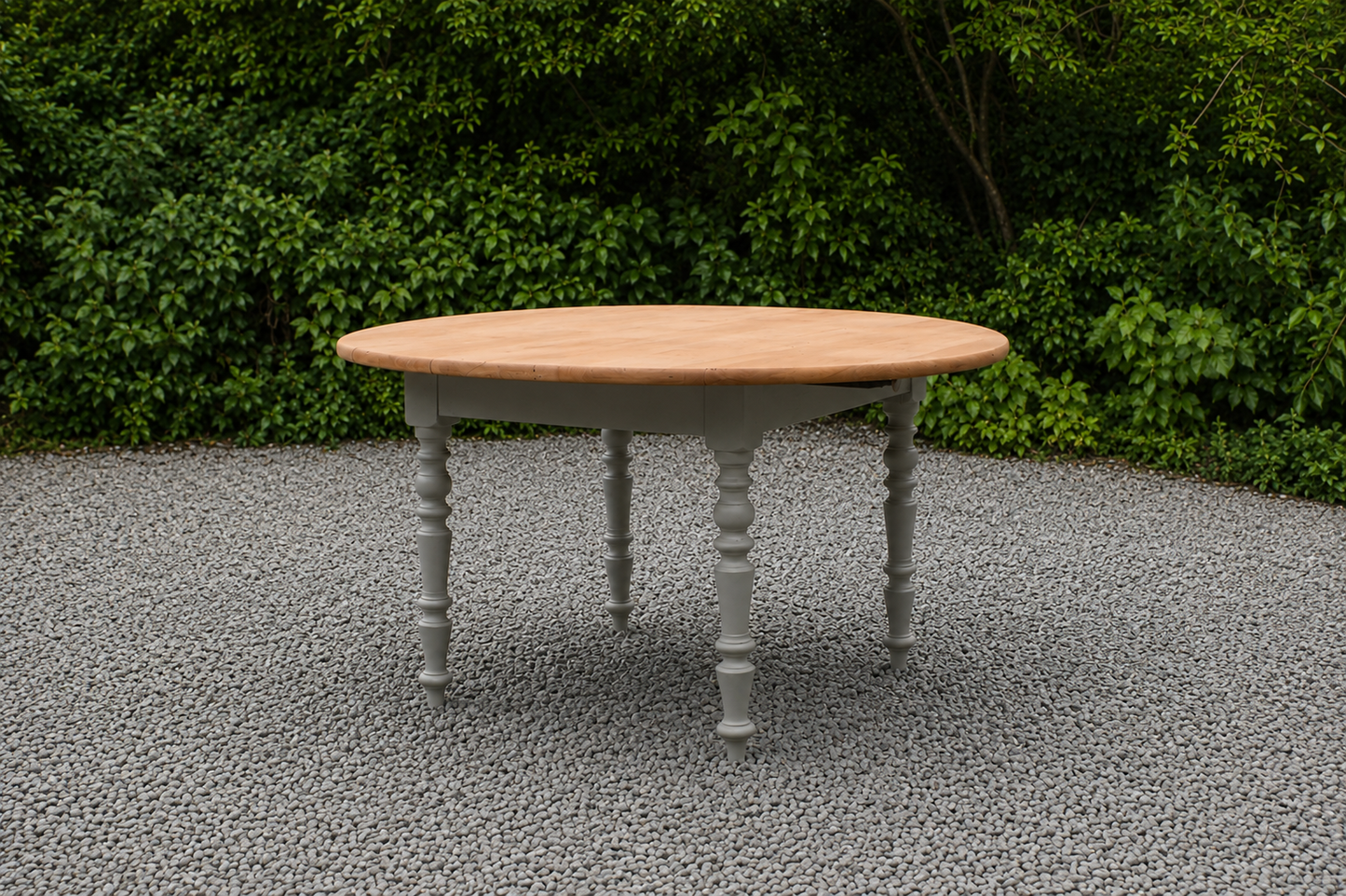 Table de ferme ronde à volets en bois massif – Ø 130 cm
